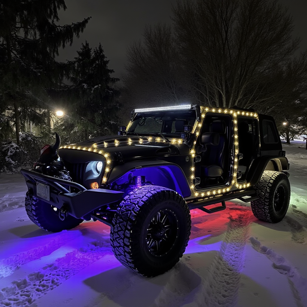 Jeep in Christmas setting