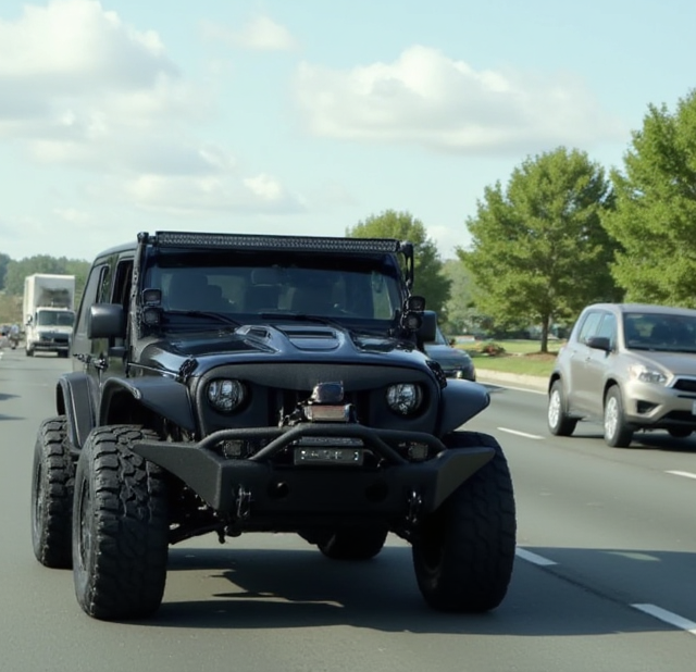 Jeep in traffic